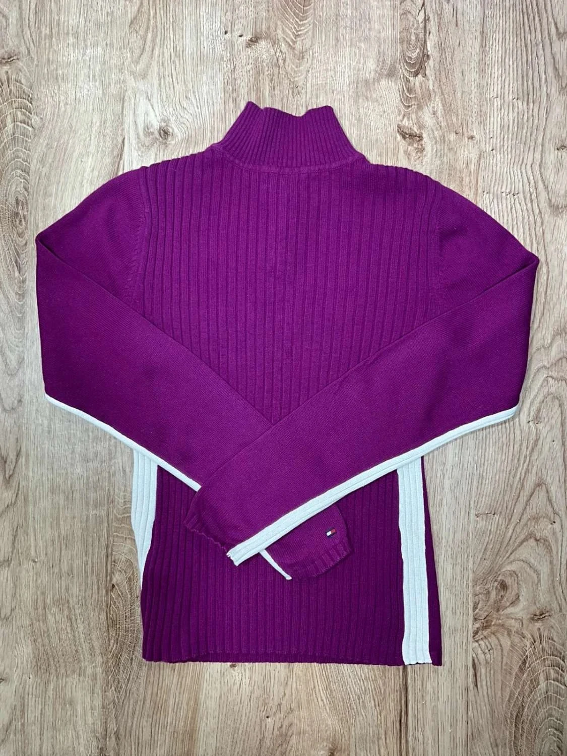 Pull Tommy Hilfiger col boutonné Femme L 100% Coton violet – photo 7